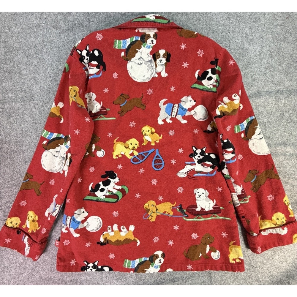 Nick & Nora Women's Red Puppy Dog Snowflake‎ Pajama Top Sleepwear Size Small - Picture 3 of 6